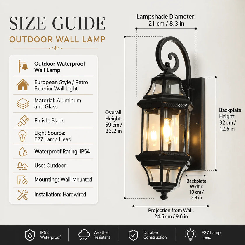 Caldora – European Style Outdoor Wall Lamp