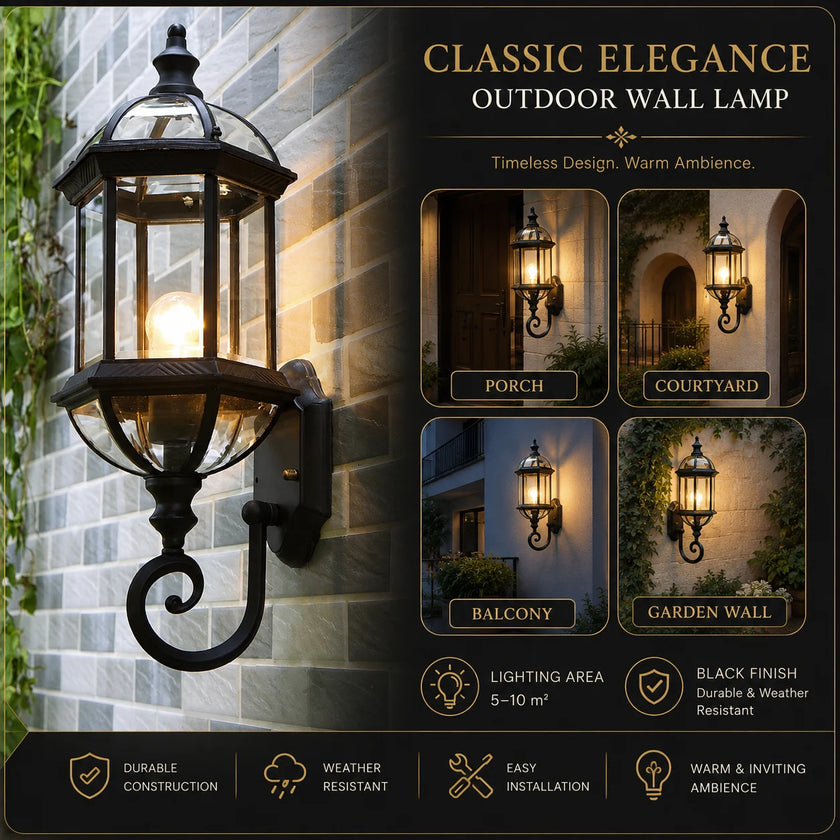 Elarion | European Style Outdoor Wall Light