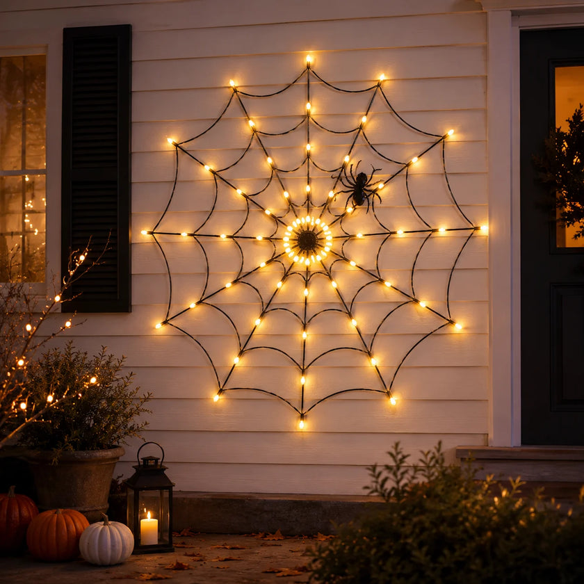 Lighted Spider Web Halloween Decoration