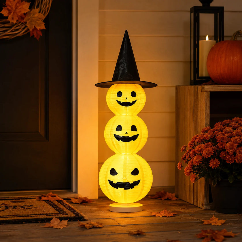 Lighted Stacked Pumpkin Halloween Decoration