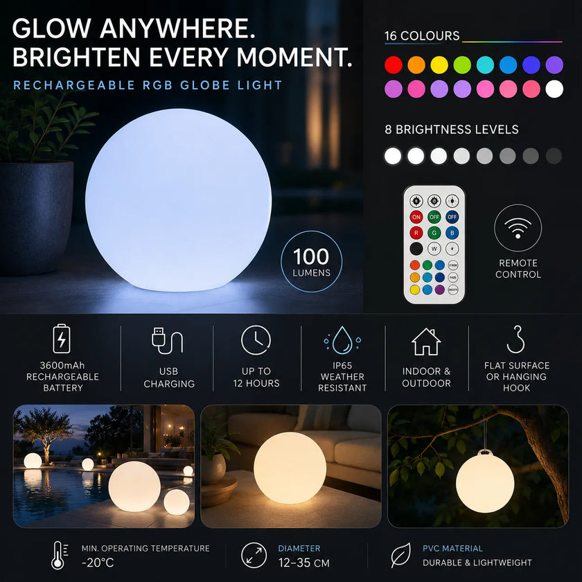 Lumora |  Rechargeable Outdoor Globe Light