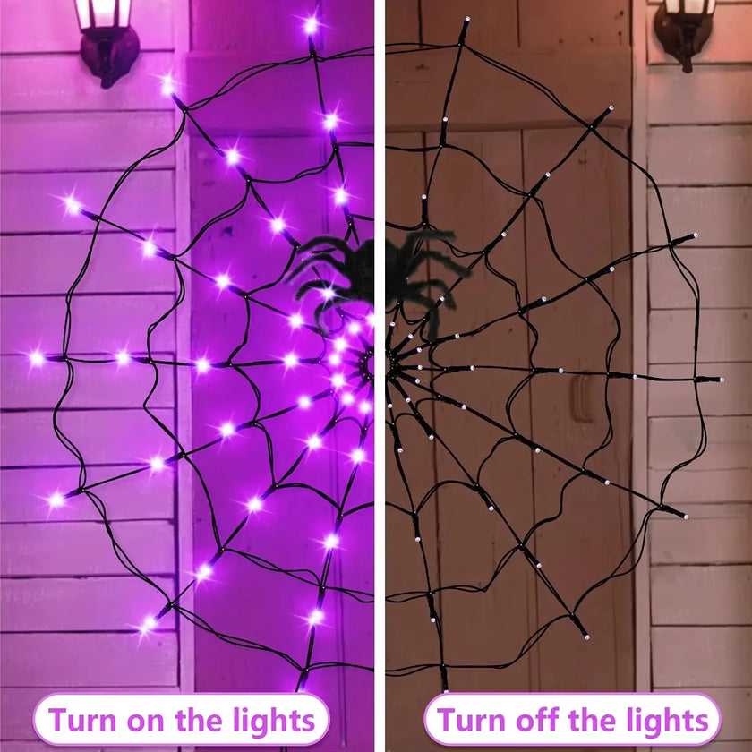 Lighted Spider Web Halloween Decoration