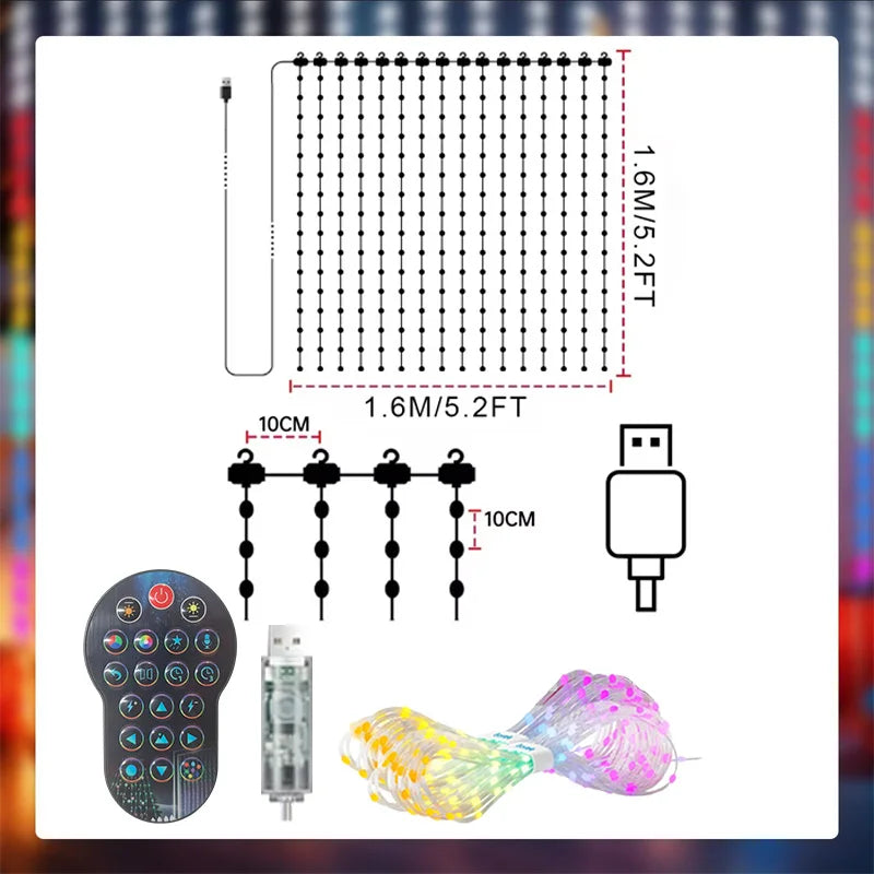 Smart Christmas LED Curtain Lights