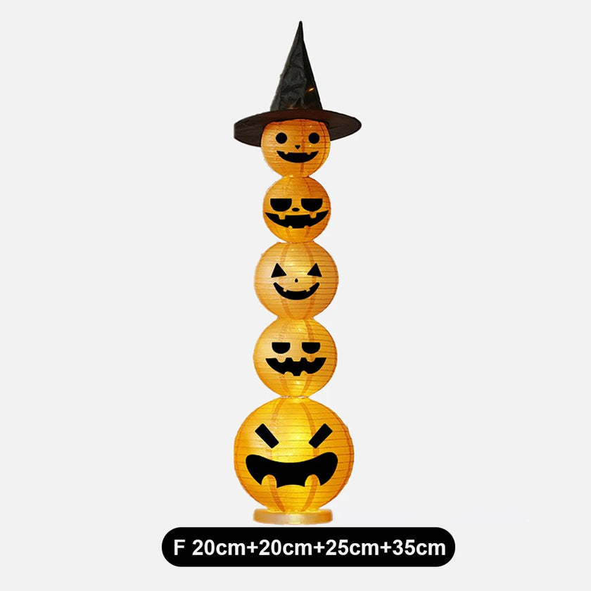 Lighted Stacked Pumpkin Halloween Decoration