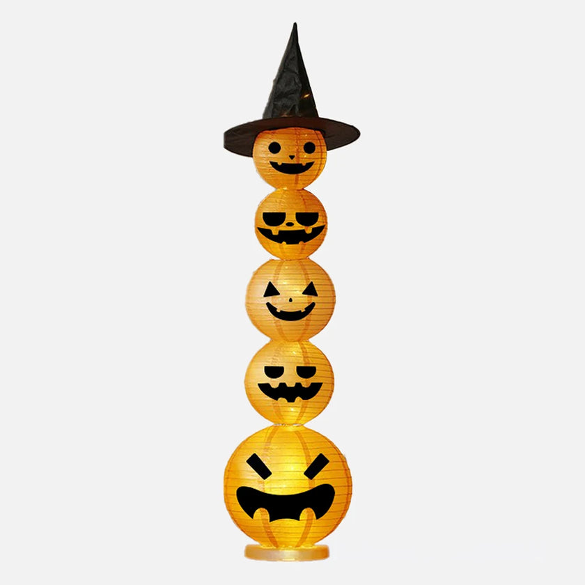 Lighted Stacked Pumpkin Halloween Decoration