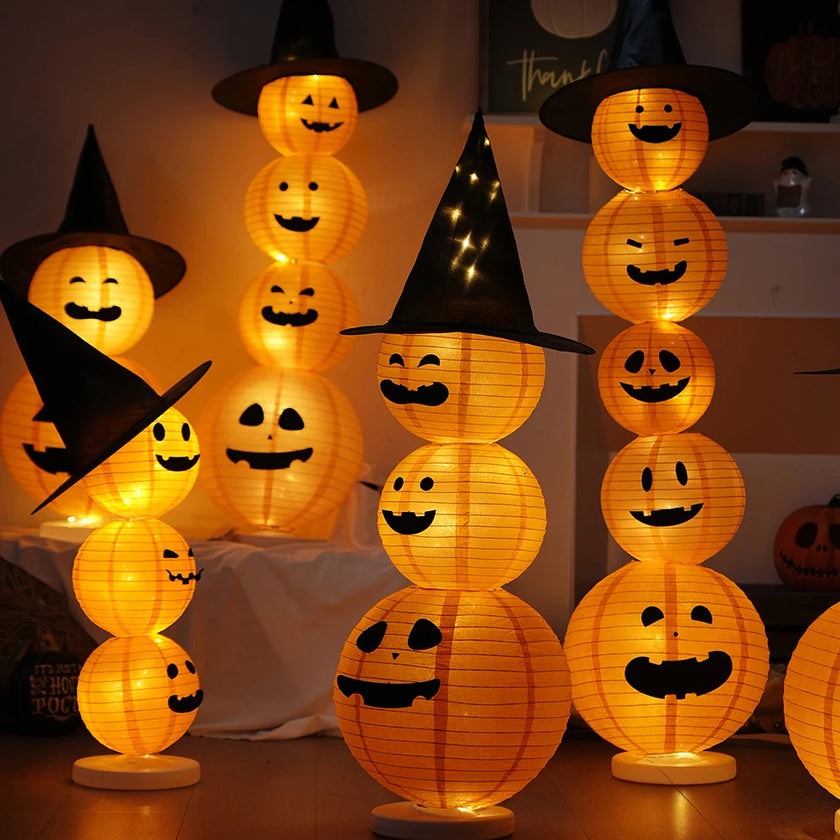 Lighted Stacked Pumpkin Halloween Decoration