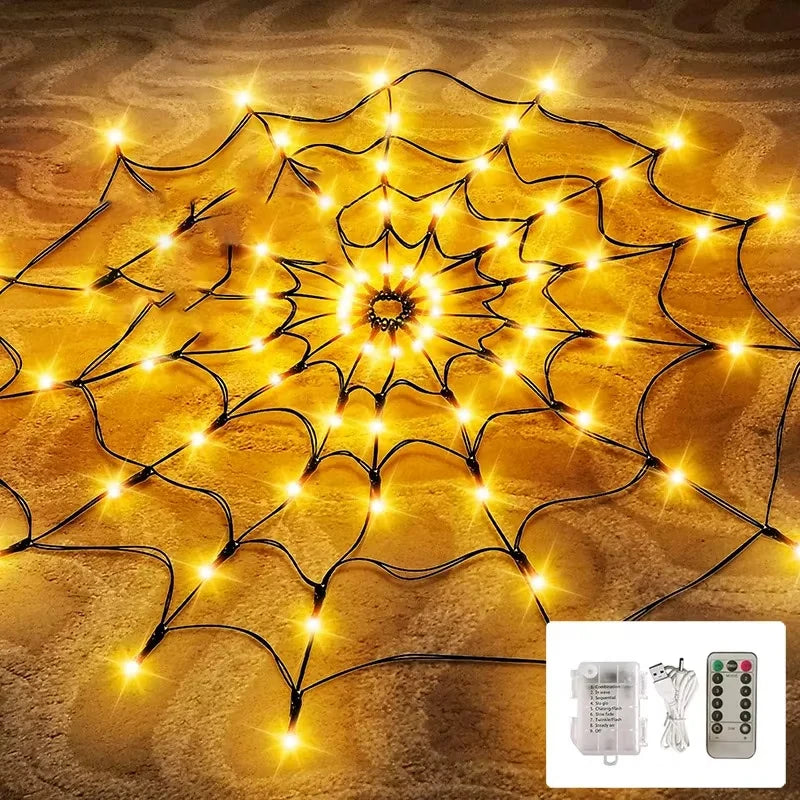 Lighted Spider Web Halloween Decoration