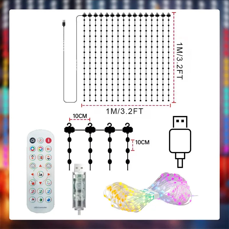 Smart Christmas LED Curtain Lights