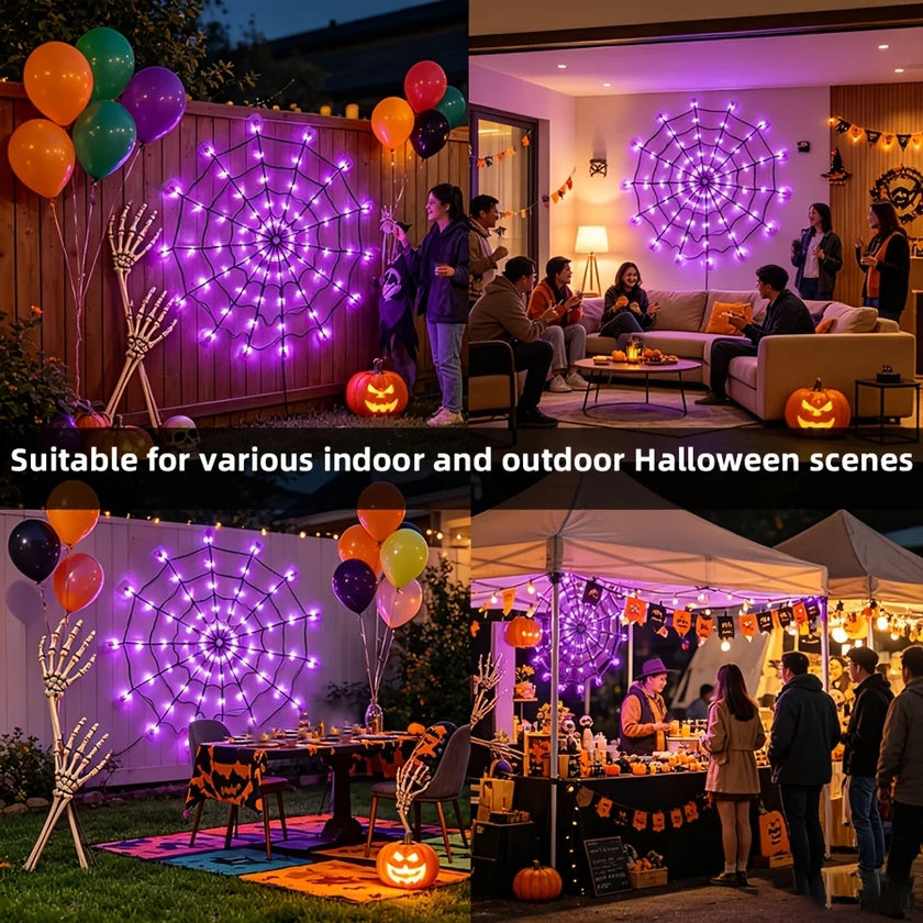 Lighted Spider Web Halloween Decoration