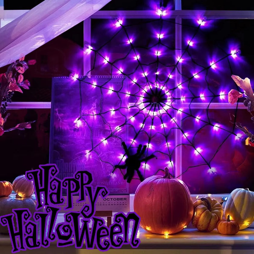 Lighted Spider Web Halloween Decoration