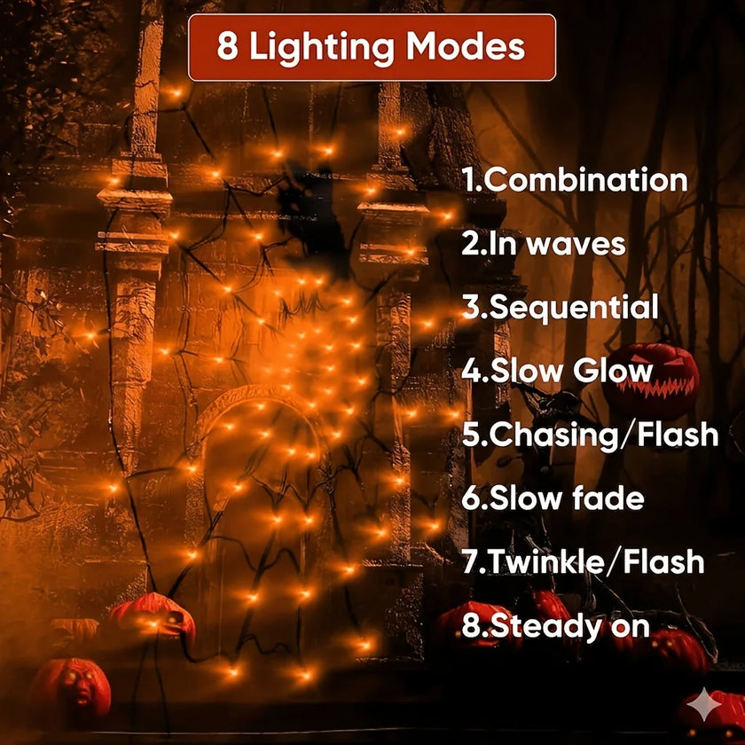 Lighted Spider Web Halloween Decoration
