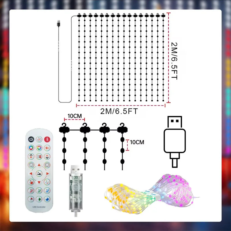 Smart Christmas LED Curtain Lights
