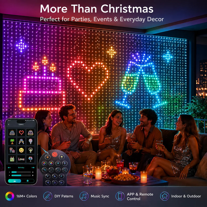Smart Christmas LED Curtain Lights